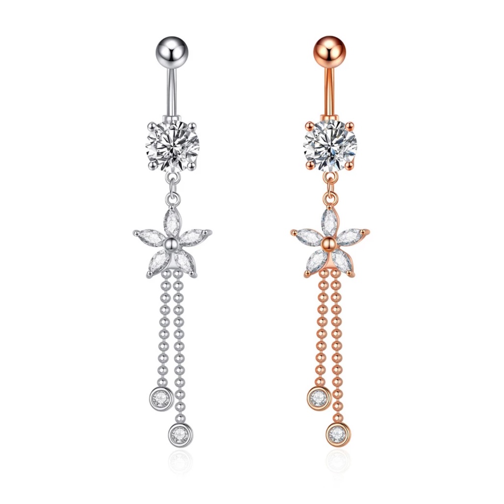 14k Gold Plated Diamond Belly Button Ring